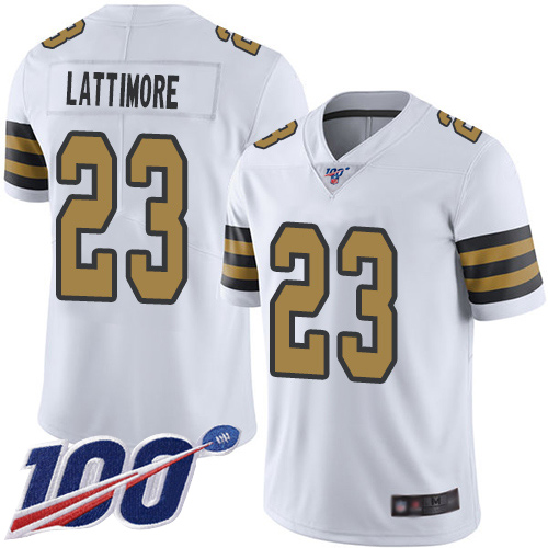 Men New Orleans Saints Limited White Marshon Lattimore Jersey NFL Football 23 100th Season Rush Vapor Untouchable Jersey
